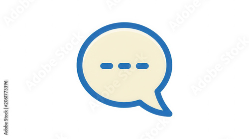 white speech bubble with blue border and three dots isolated on transparent background, chat or message symbol.