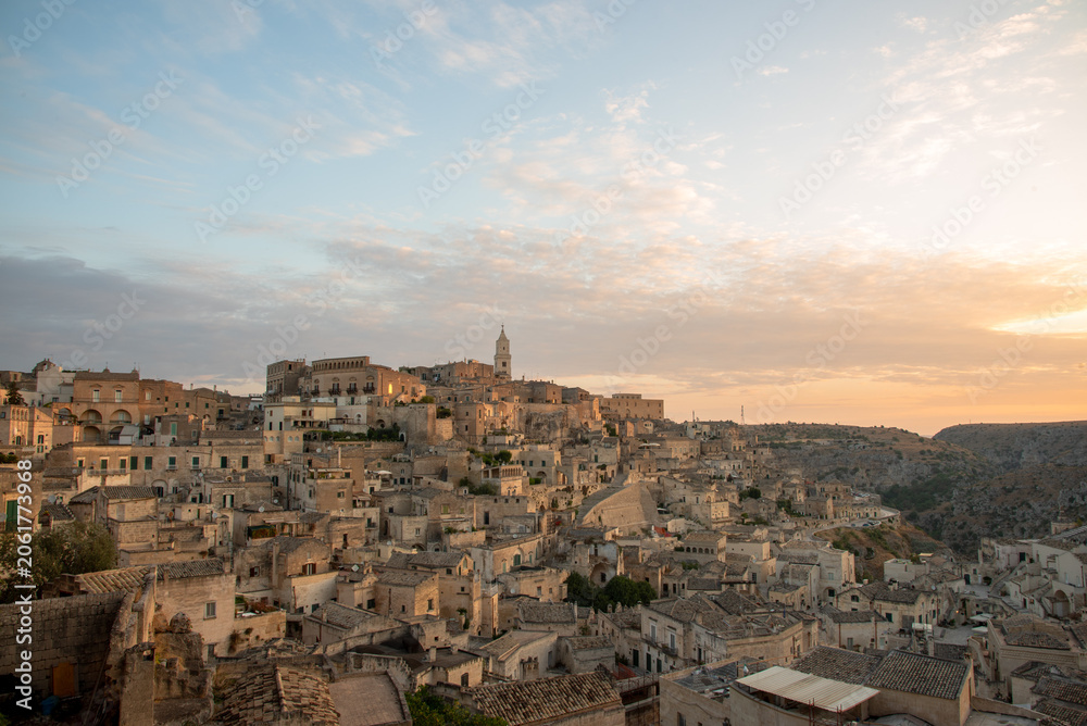 Obraz premium Matera sunset golden hour city