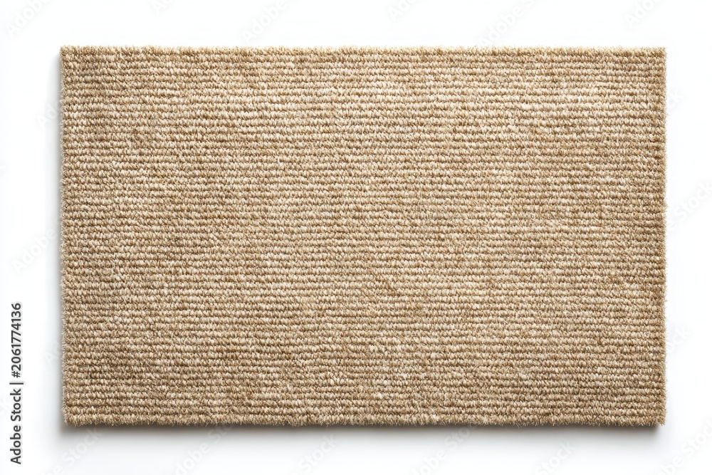 Fototapeta premium Neutral color welcome mat on white background with subtle texture