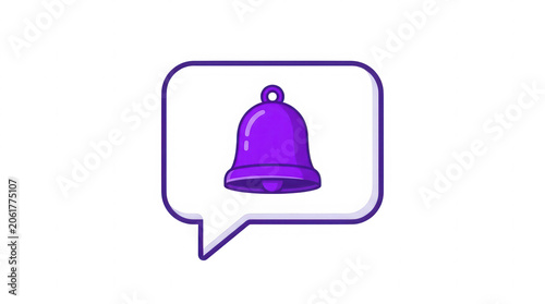 Notification bell icon in speech bubble on transparent background 3d rendering.