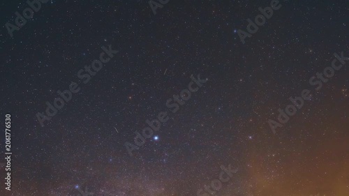Constellations and Milky Way stars on a dark countryside skies. Time-lapse video.
