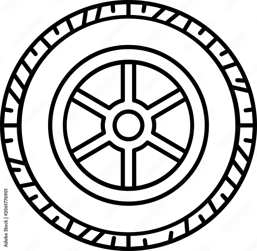 Obraz premium Car wheel line icon for automotive design