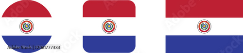 Fotografía Paraguay flag variations in red white and blue with national emblem