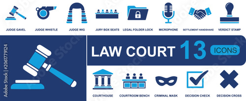 Quadro su tela Law court icon set