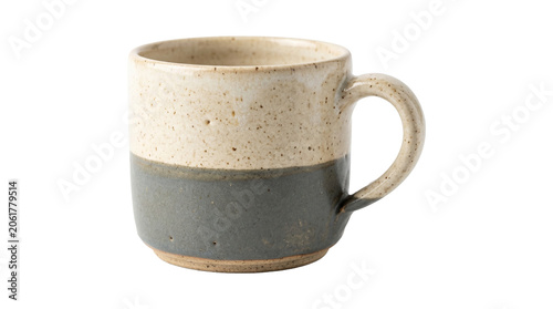 Foto Rustic ceramic coffee mug with dual tone glaze isolated on transparent background for hot beverage cup