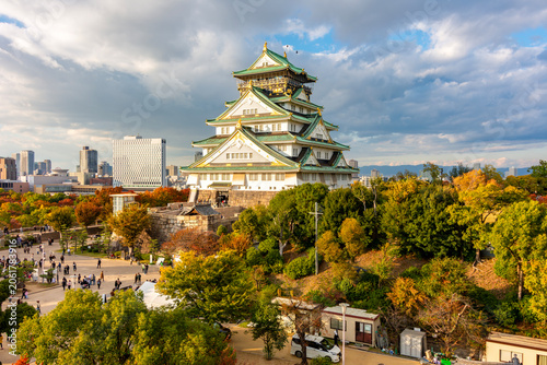 Osaka castle garden in autumn, Japan