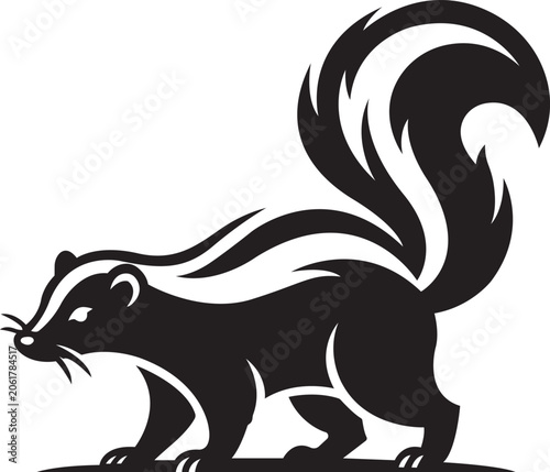 A Skunk Side View Illustration