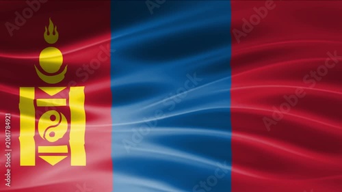 Burning torch emblem on waving red and blue flag background with golden shield design