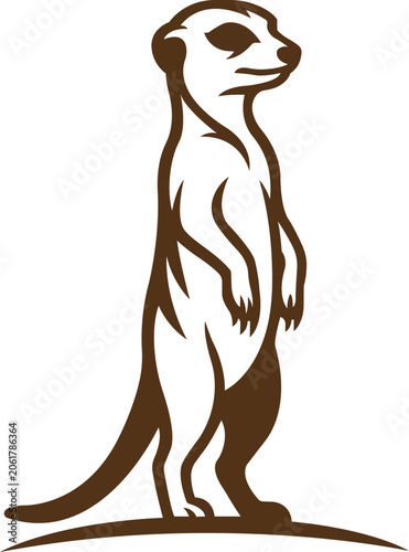 A Meerkat Standing Upright Illustration