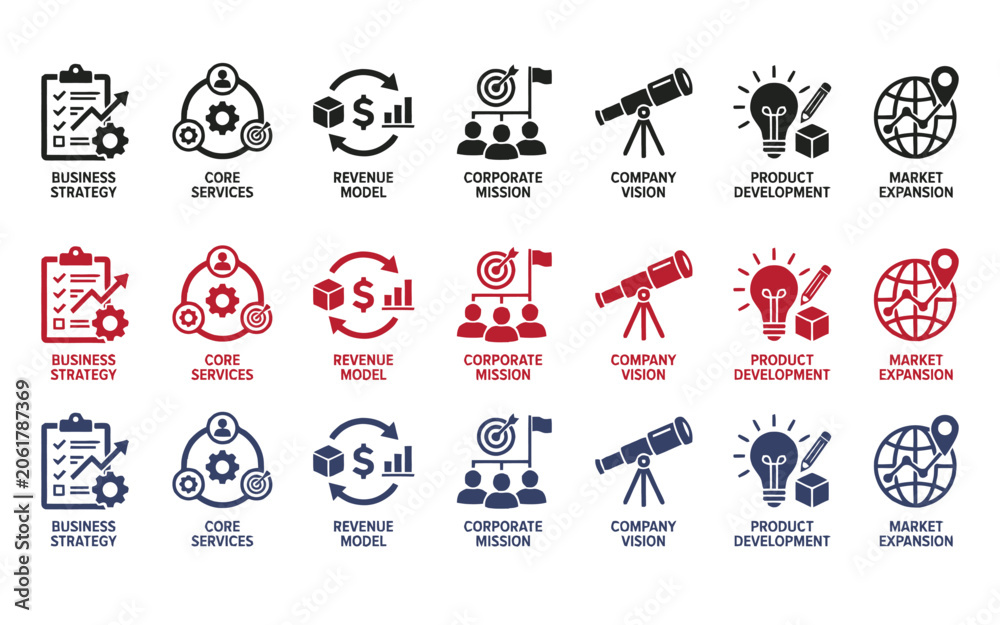 Fototapeta premium Business finance and investment icons set for web and app, flat vector symbols