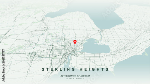 Fotografía Modern minimalist vector map of Sterling Heights, Michigan, USA