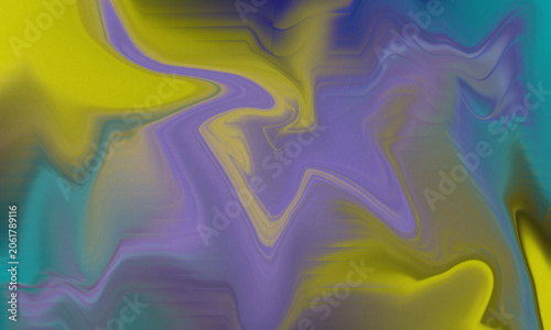 Abstract fluid art background dynamic color combination of teal, yellow, and purple creating a mesmerizing visual display.