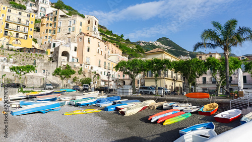 View of Minori on the Amalfi Coast in Italy.