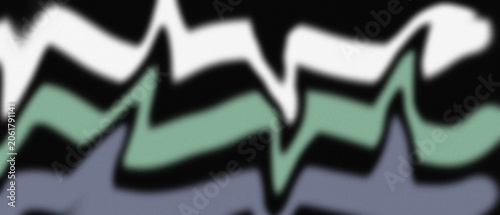 Abstract wavy lines background with white green and grey soft blurred ribbons.