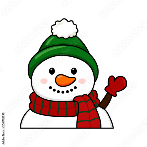 illustration of a snowman, cartoon snowman, winter holidays 
