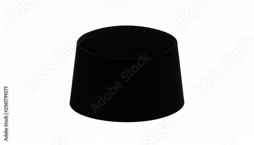 Minimalist black‑and‑white silhouette of traditional rounded kufi cap with conical top and segmented band, culturally recognizable and visually striking design.