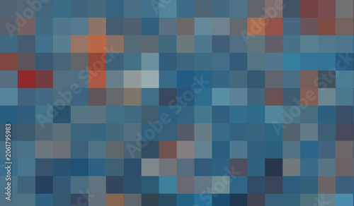 Blue Mosaic Background. Abstract Blues Pixel Backdrop with Slate Gray and Terracotta Accents, Digital Geometric Texture, Modern Artistic Backdrop for Creative Design