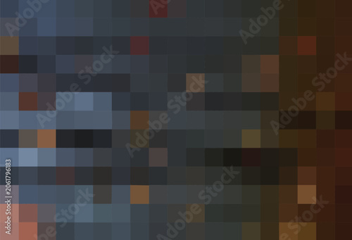 Dark Blue Mosaic Background. Abstract Dark Slate Blue and Burnt Umber Pixel Mosaic Backdrop with Digital Grid Texture, Cyberpunk Color Contrast, Modern Artistic Surface