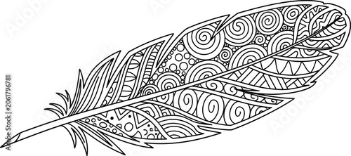 Bild auf Leinwand Intricate feather design color page for adults detailed zentangle art and relaxi