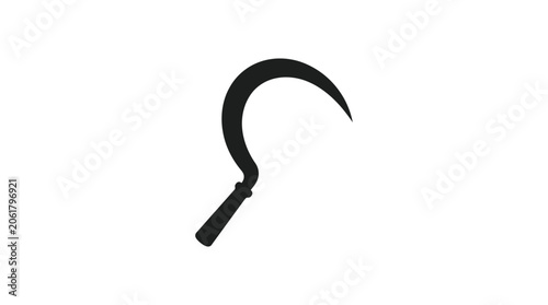 Quadro su tela Black sickle silhouette against a white background silhouette