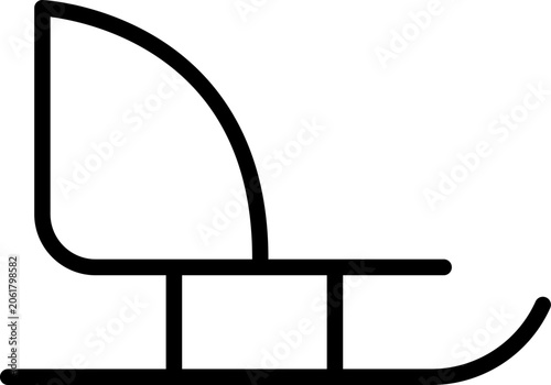 Sled line icon for winter sports and recreation