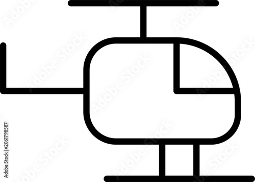 Helicopter line icon, air transport and travel symbol
