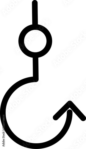 Fishing hook line icon for angling and sport fishing