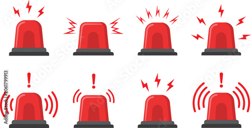 Tableau sur toile Emergency warning siren collection featuring flashing alert beacons and security