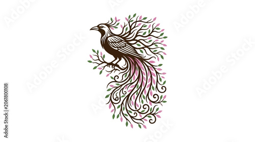 Colorful Peacock Bird Illustration Design.