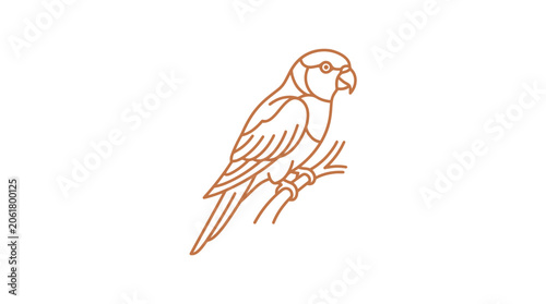 Colorful Parrot Perched on Branch.