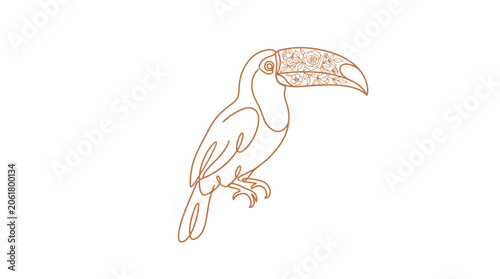 Colorful Toucan Bird Perched Sideways.