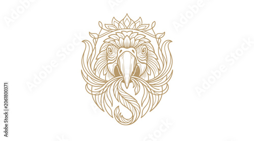Golden Elephant Head Logo Design.