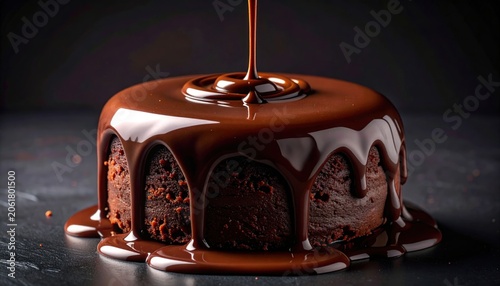 Decadent Chocolate Cake Drenched in Rich Molten Chocolate Sauce.