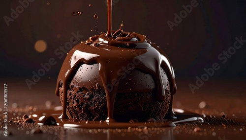 Decadent Chocolate Cake Drizzled with Rich Molten Chocolate Sauce.