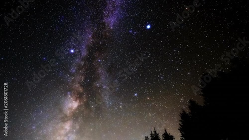 Constellations and Milky Way stars on a dark countryside skies. Time-lapse video.