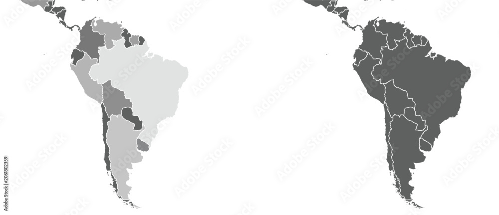 Obraz premium South America Map Comparison Vector Illustration for Geographic Analysis