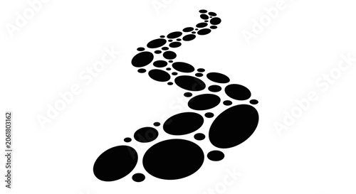 Black footprints trail on white background.