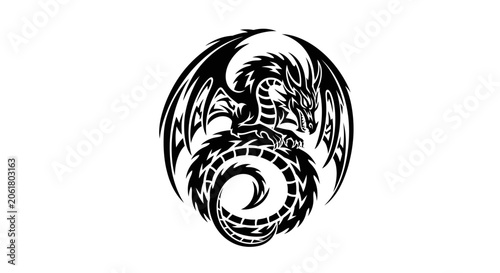 Dragon creature with wings curled up.