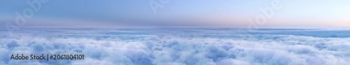 Flying Above Clouds at Sunrise, Aerial View Over Cloud Sea Pastel Sky Animation, Widescreen Loop