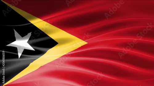 Vibrant National Flag Waving in Wind with Star Symbol on Dark Background