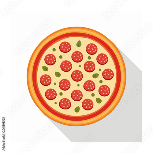 Flat design pepperoni pizza slice top view