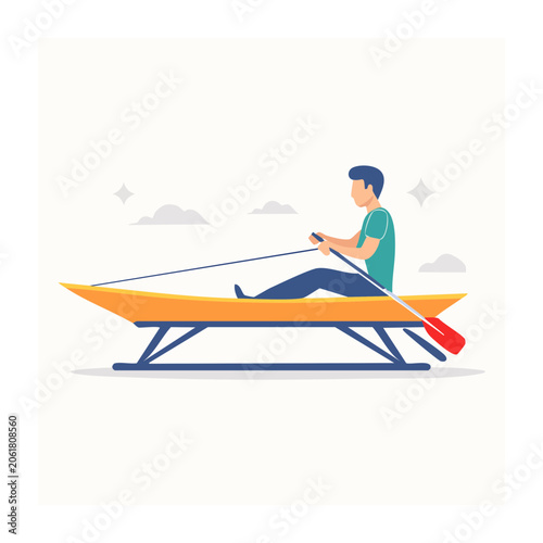 Flat design vector of surfer on surfboard