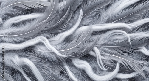 Soft gray and white feathers macro texture background