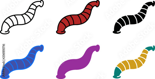 Photos Colorful cartoon worms in different colors on white background