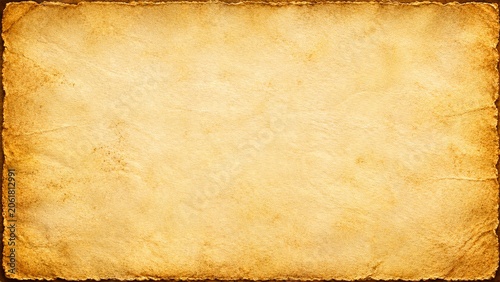 Vintage parchment paper background with torn edges and warm golden brown color texture