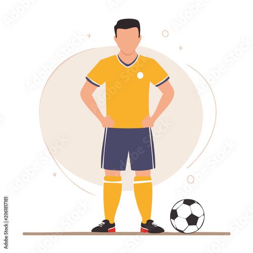 Flat design illustration of a soccer player with ball