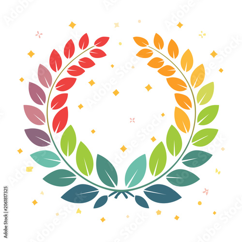 Rainbow Laurel Wreath Illustration