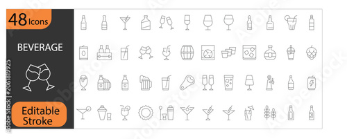 Bild auf Leinwand Professional beverage icon set perfect for cafes, restaurants, menus, food delivery, and drink-related designs