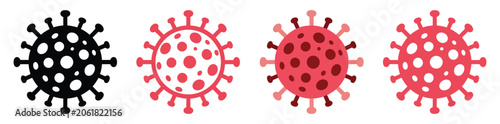 Tableau sur toile Virus Bacteria Microbe Icon Vector minimal flat style microorganism symbols for