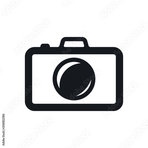 Camera icon. Black silhouette. Front view. Vector simple flat graphic illustration. Isolated object on a white background.